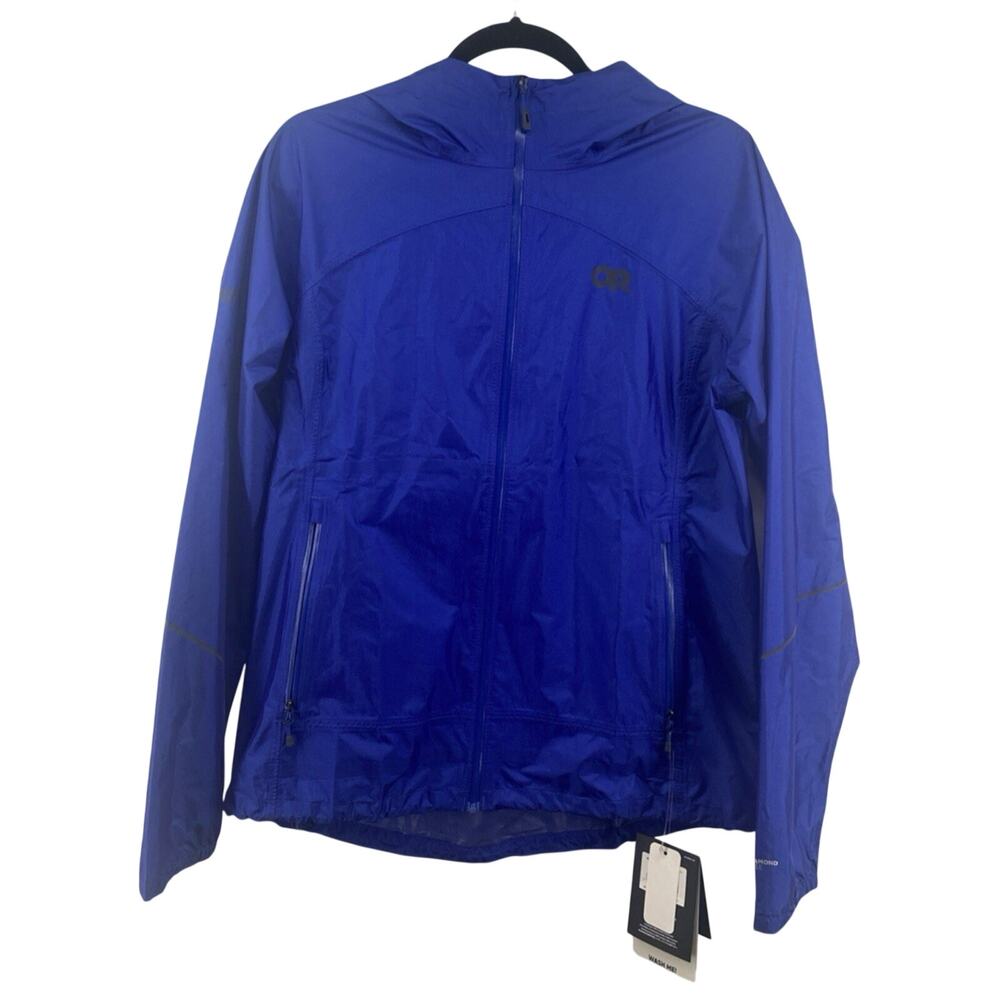 NWT Outdoor Research Helium Rain Jacket Women M Waterproof Blue Ultramarine